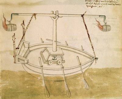 Design to Make Use of Heat to Improve Navigation, Illustration from De Machinis by Mariano di Jacopo 1382 c.1453 after Mariano di Jacopo 1382 c.1453 after